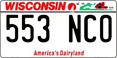 WI license plate 553NCO