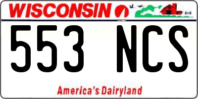 WI license plate 553NCS