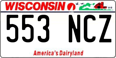 WI license plate 553NCZ