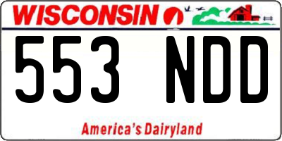 WI license plate 553NDD