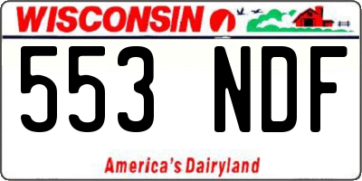WI license plate 553NDF