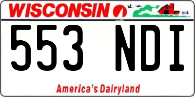 WI license plate 553NDI