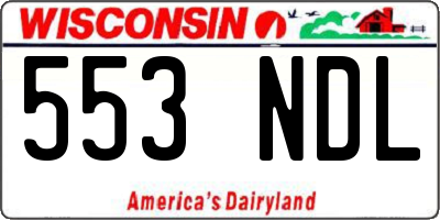 WI license plate 553NDL
