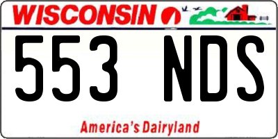 WI license plate 553NDS
