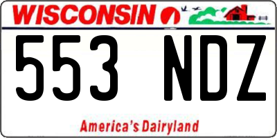WI license plate 553NDZ