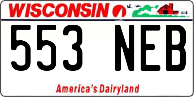 WI license plate 553NEB