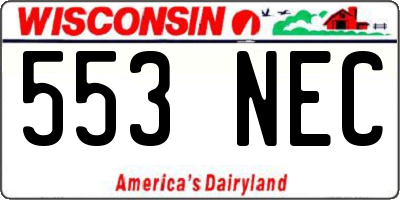 WI license plate 553NEC