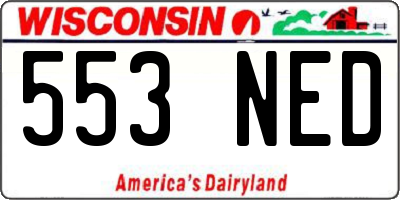 WI license plate 553NED