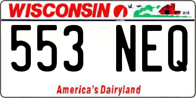 WI license plate 553NEQ