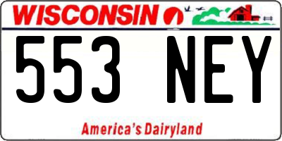 WI license plate 553NEY