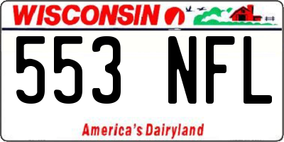 WI license plate 553NFL