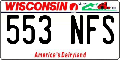 WI license plate 553NFS