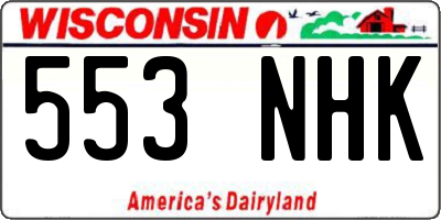 WI license plate 553NHK