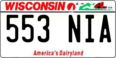 WI license plate 553NIA