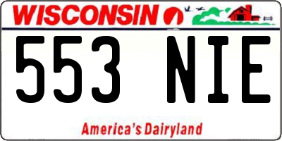 WI license plate 553NIE