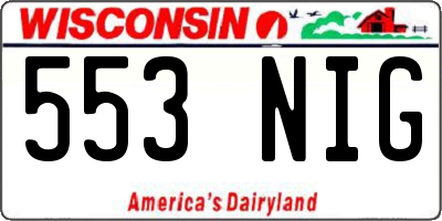 WI license plate 553NIG