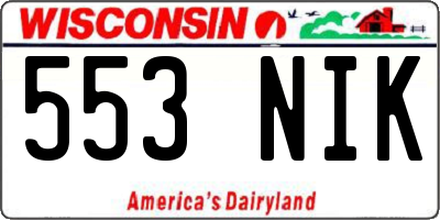 WI license plate 553NIK