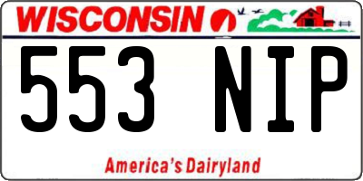 WI license plate 553NIP