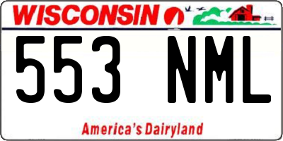 WI license plate 553NML
