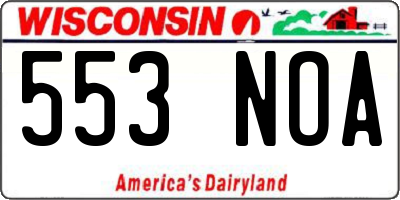 WI license plate 553NOA