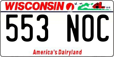 WI license plate 553NOC