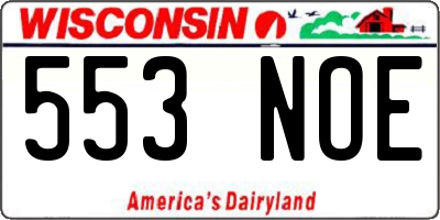 WI license plate 553NOE