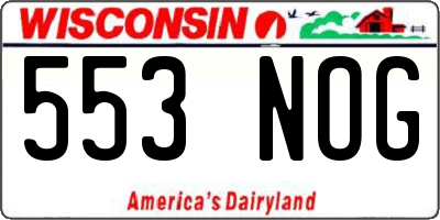 WI license plate 553NOG