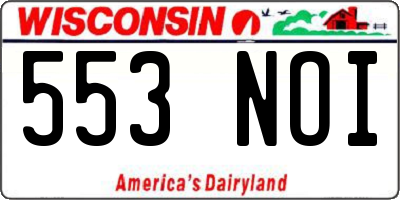 WI license plate 553NOI