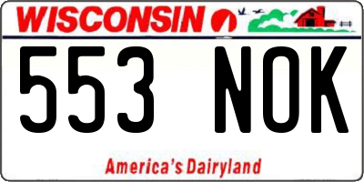 WI license plate 553NOK