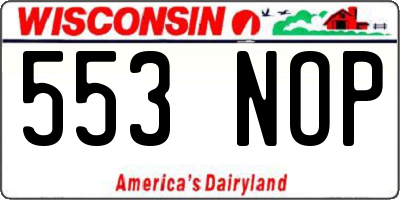 WI license plate 553NOP