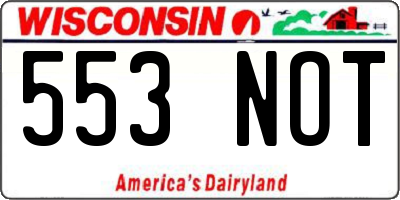 WI license plate 553NOT