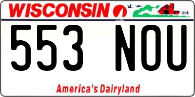 WI license plate 553NOU