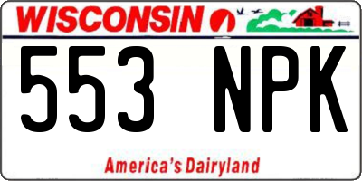 WI license plate 553NPK