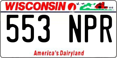 WI license plate 553NPR
