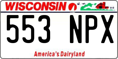 WI license plate 553NPX