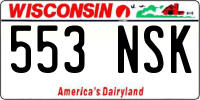 WI license plate 553NSK