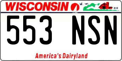 WI license plate 553NSN