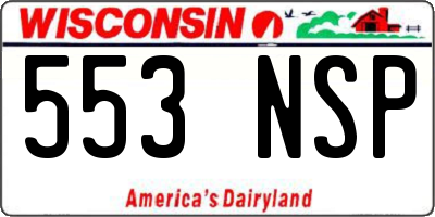 WI license plate 553NSP