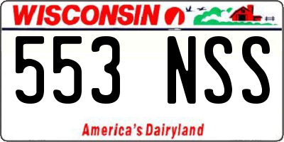 WI license plate 553NSS