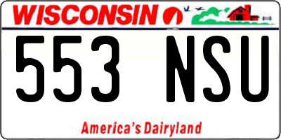 WI license plate 553NSU