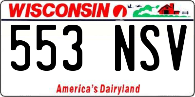 WI license plate 553NSV