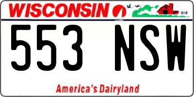 WI license plate 553NSW