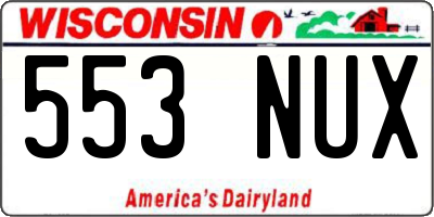 WI license plate 553NUX
