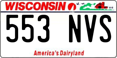 WI license plate 553NVS