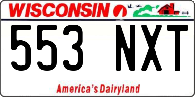 WI license plate 553NXT