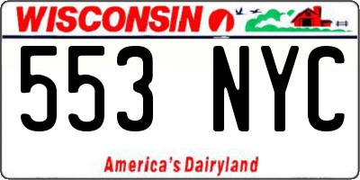 WI license plate 553NYC