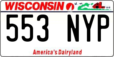 WI license plate 553NYP