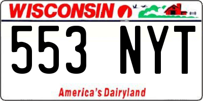 WI license plate 553NYT