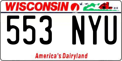 WI license plate 553NYU