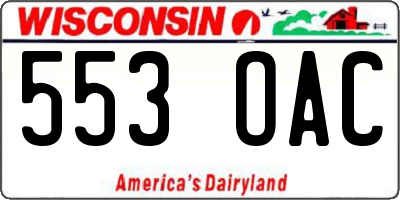 WI license plate 553OAC